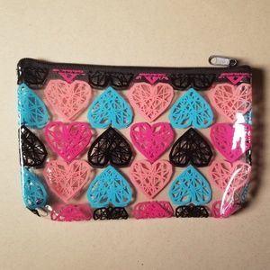 Vinyl Heart Makeup Bag NWOT